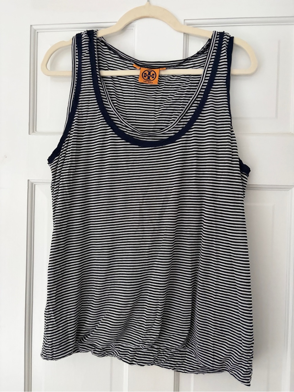 Striped Navy and White Tank Top tory burch xl